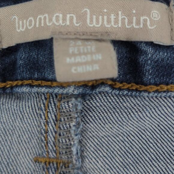 EUC Woman Within Blue Cotton Jeans Womens 24WP Petite Pockets - Picture 7 of 8